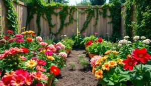 Engage in Gardening with a vibrant home garden featuring colorful flowers and vegetables.