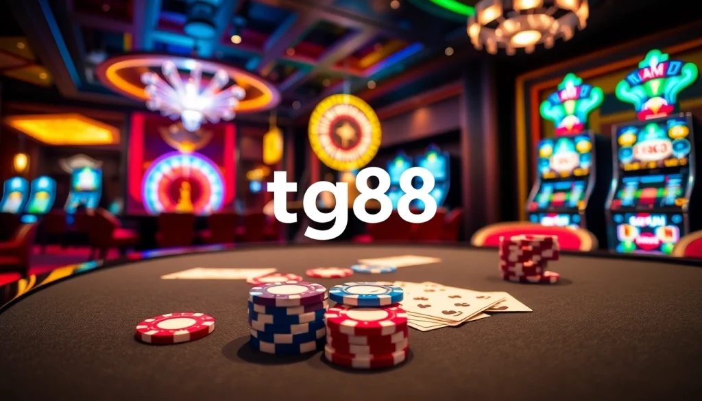 Players engage in thrilling poker games at tg88, enjoying the vibrant casino atmosphere.