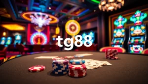 Players engage in thrilling poker games at tg88, enjoying the vibrant casino atmosphere.