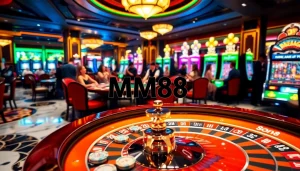Experience thrilling gameplay at MM88's luxury casino with vibrant lights and engaging action.