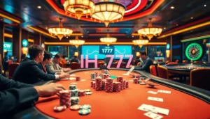 Experience high-stakes action at the IH777 poker table with vibrant colors and thrilling casino elements.
