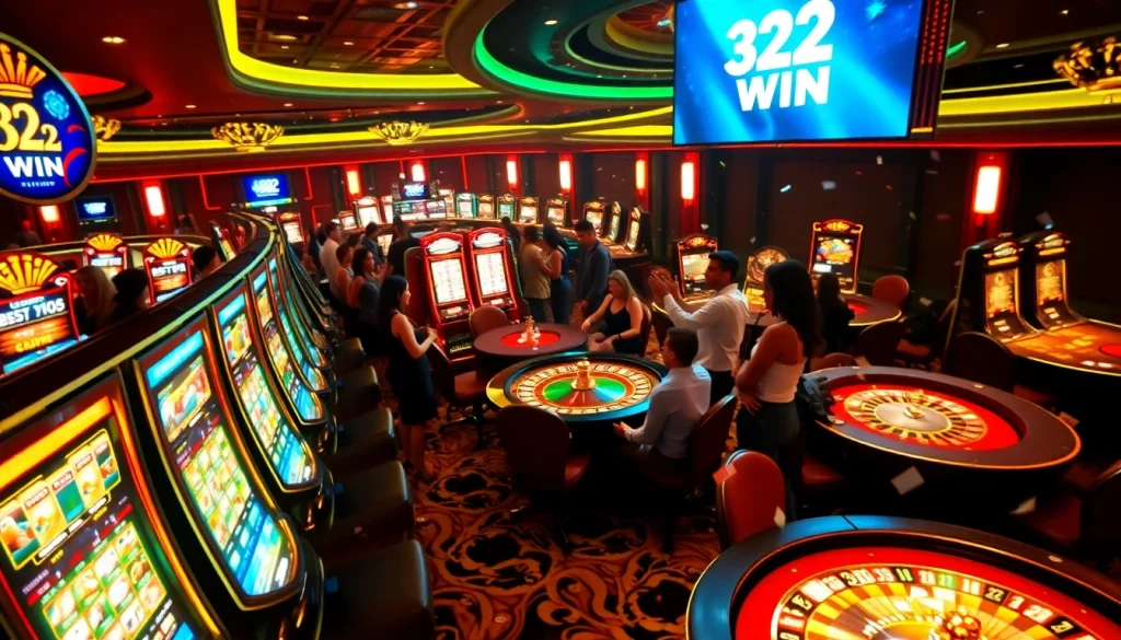 Experience the thrills of 32 WIN with vibrant slot machines and engaging table games.