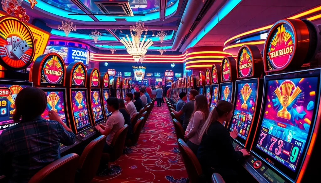 Menampilkan pengalaman bermain zoom188 yang menggoda dengan pemain slot yang bersemangat.