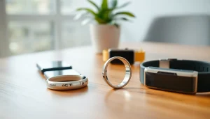 Explore the features of the ringconn smart ring on a stylish wooden surface.