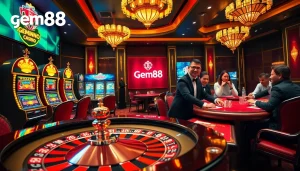 Experience thrilling gameplay with gem88 at an exciting casino featuring poker tables and roulette.