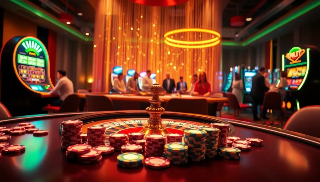An engaging online gambling experience at https://789win.apartments/ showcases vibrant casino elements like a spinning roulette wheel and poker chips.