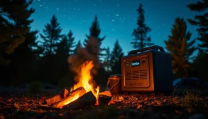 Experience the ecoflow in an outdoor adventure, illuminating a camping scene by the fire.