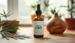 Application of huile cbd hollyweed in a serene setting surrounded by natural elements.