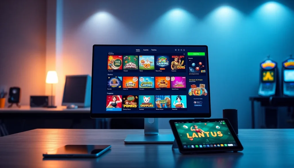 ABC8 online betting interface showing diverse games and promotions in a modern setting.