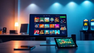 ABC8 online betting interface showing diverse games and promotions in a modern setting.