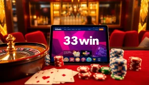 Engage with a thrilling online gambling experience on 33win com featuring stylish casino elements and vibrant colors.
