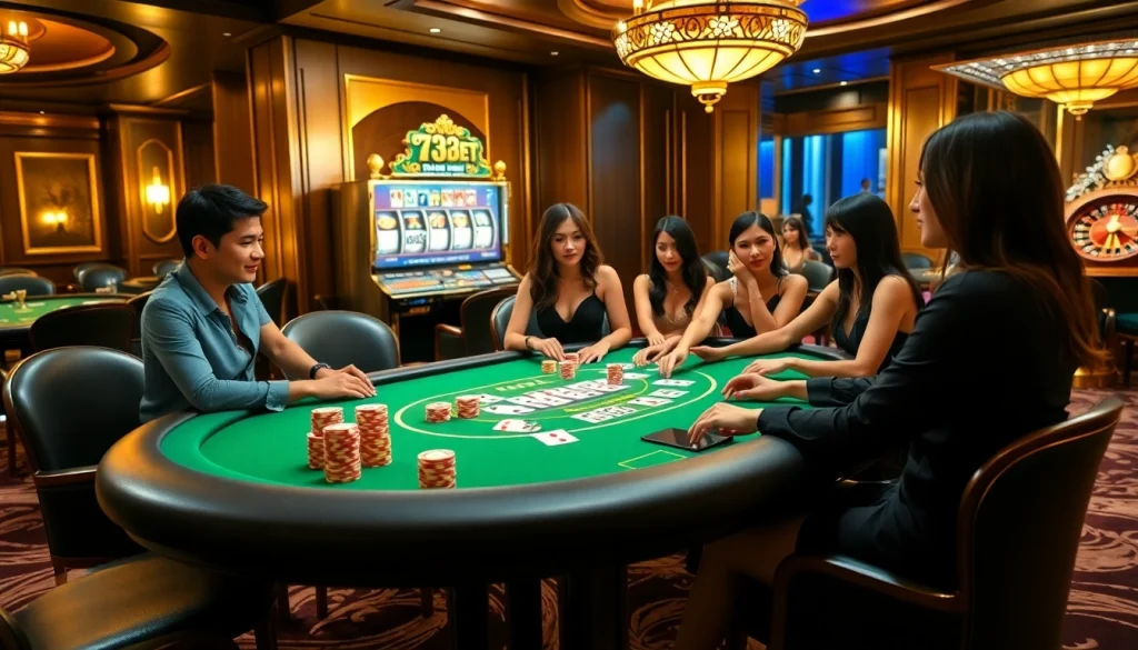 Playing poker and winning chips at the luxurious 733bet App casino scene.