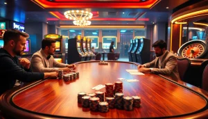 Gamblers strategizing at the poker table, showcasing the excitement of playing at https://xx88.vin/.