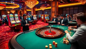 Players engaging in a thrilling roulette game at Okfun-themed casino.