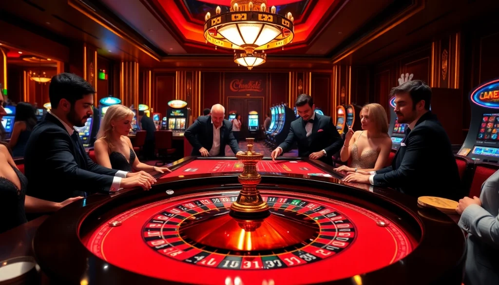 Players experiencing the thrill of winning at lucky88's luxurious casino.