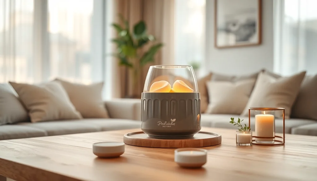 Elevate ambiance with a wax warmer from https://www.scentswarmers.com illuminating a cozy room.