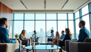 glownexis.com의 현대적인 사무실에서 진행 중인 비즈니스 회의, 활기찬 대화와 협력의 순간을 포착합니다.