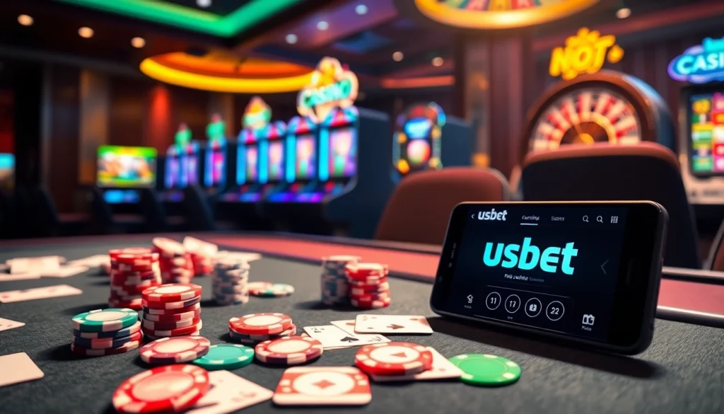 Engage with exciting gaming experiences at https://usbet.lat/ featuring vibrant poker tables and slot machines.