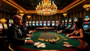 Experience thrilling moments at lc88app.com with an elegant casino table and vibrant gambling elements.