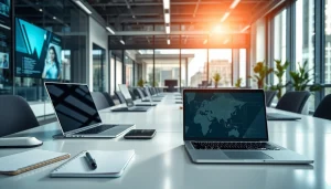 Showcasing a productive workspace with cutting-edge tech, linked to https://orbitnix.com.