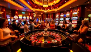 Exciting roulette game at 789win com with vibrant casino ambiance and engaging players.