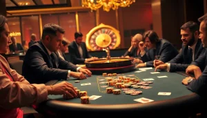 Người chơi lập chiến lược và tham gia trò chơi trên ứng dụng Bet VIP tại bàn casino sang trọng.