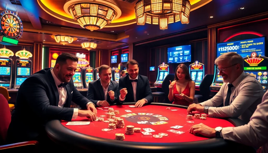 Engaging poker action at a casino table, featuring colorful chips and cards, jbo excitement.