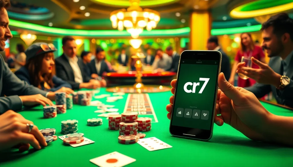 Experience the excitement of CR7 App while placing bets at a luxurious casino table.
