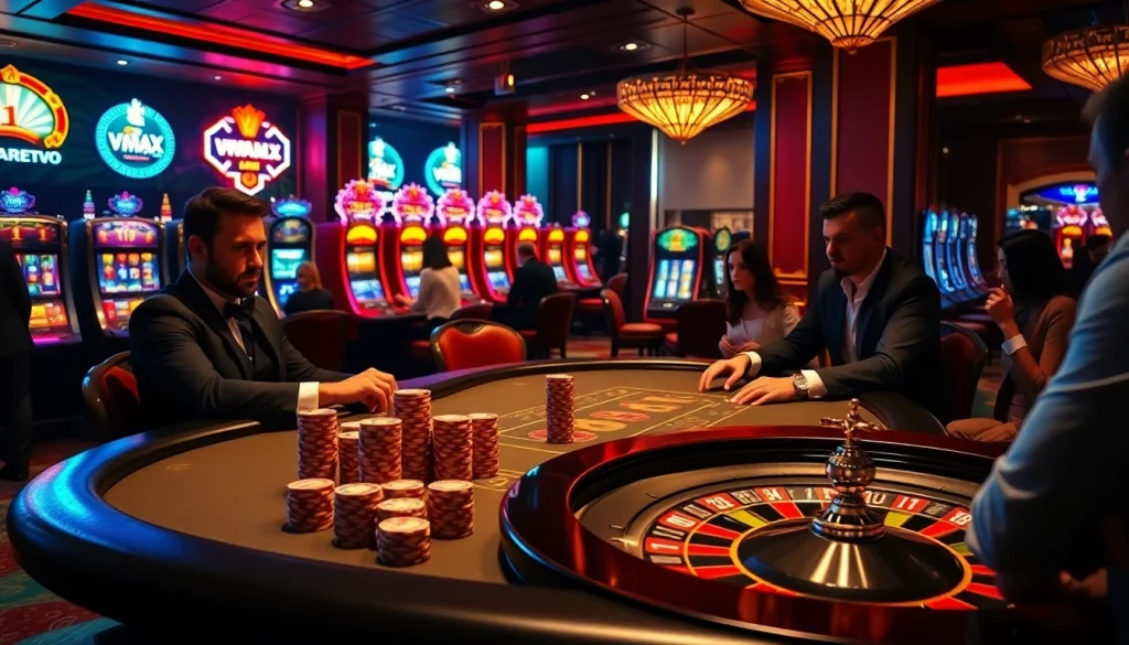 Maximize your winning experience at VMAX with an engaging poker game scene.