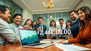 Financial success celebrated with professionals at BOX138, showcasing a successful withdrawal of Rp 2,424,000.00.