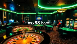 Engaging casino scene showcasing https://xx88.boats/ with players enjoying roulette, poker, and slots.