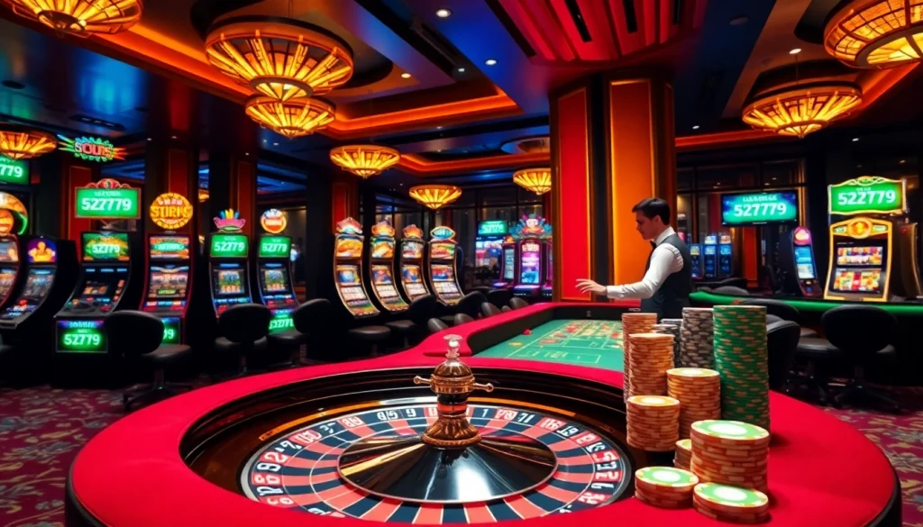 Experience thrilling gameplay at 5Z7779 in a luxurious casino setting filled with excitement.