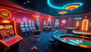 Engaging gamblers at VUA99’s stylish online casino full of vibrant slot machines.