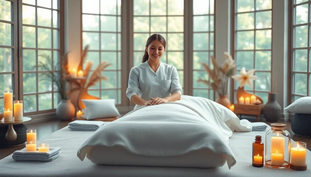 여성전용마사지 전문가가 편안한 스파 환경에서 고급 마사지 제공하는 모습