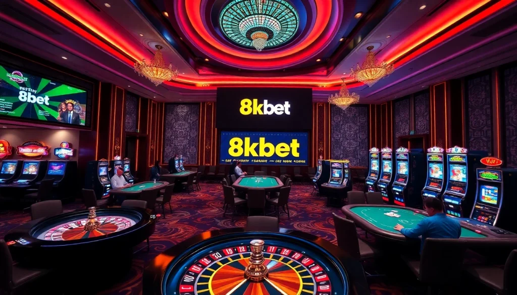 Experience thrilling moments at 8kbet with players engaged in poker and slots.