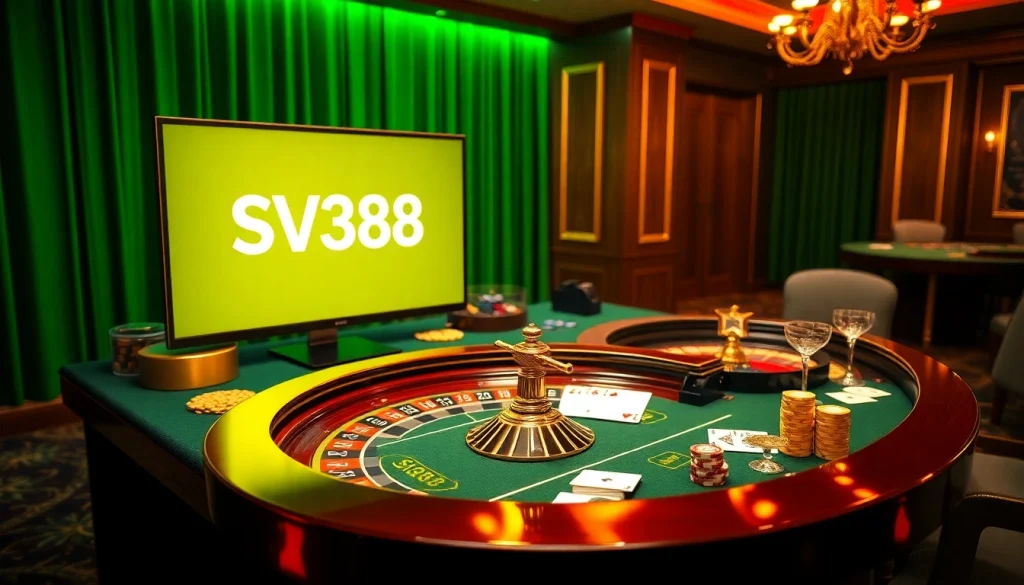 Experience thrilling gaming action with link SV388 at a luxurious casino table.