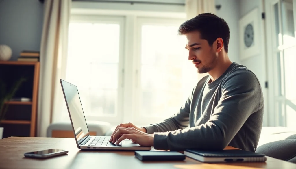 Setting up free vpn download on a Windows laptop in a cozy workspace for enhanced security.