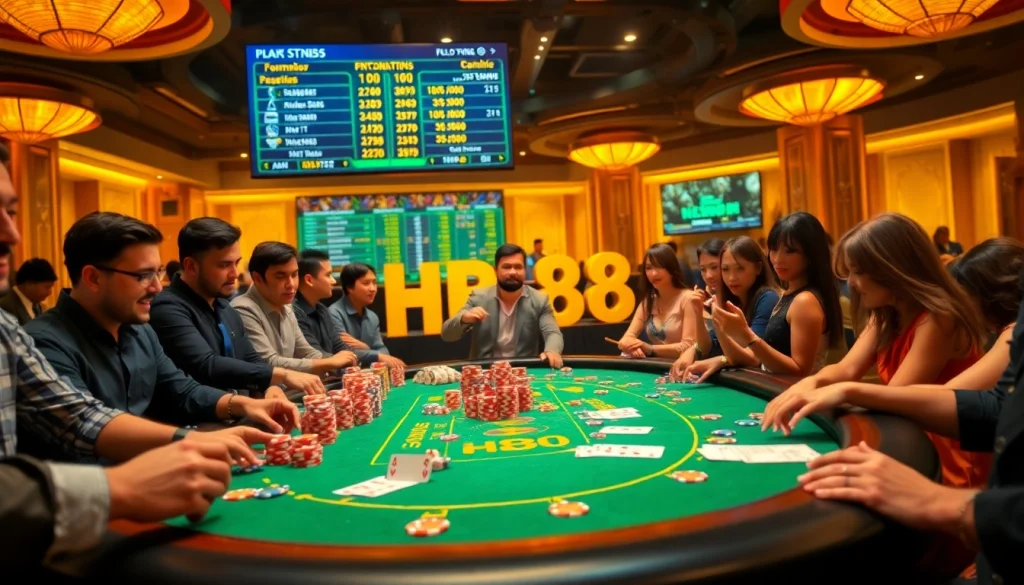 HB88 players enjoying an exciting game at a luxurious casino table