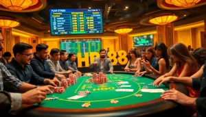 HB88 players enjoying an exciting game at a luxurious casino table
