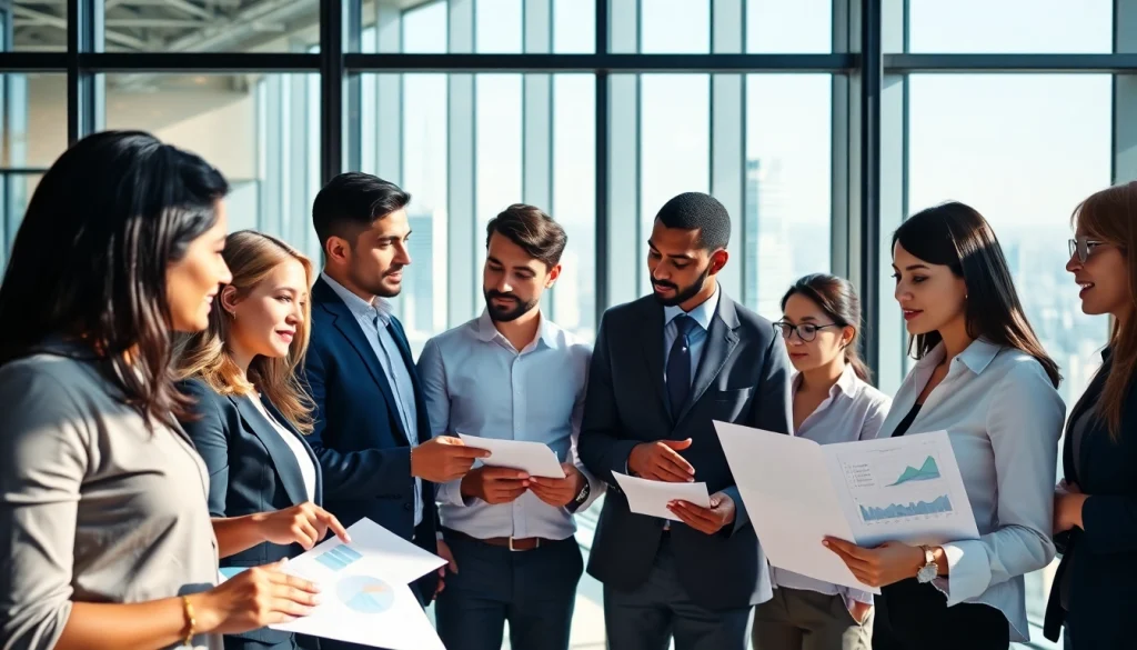 Fólk vinna saman í skrifstofu með skýrslum um https://transparency.is í bakgrunni.