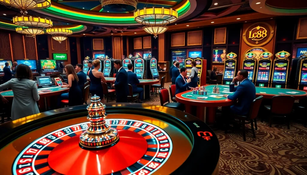 Experience thrilling games at Lc88 with vibrant casino tables and lively players.