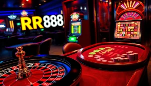 Play exciting casino games at RR88 with vibrant tables and slot machines.