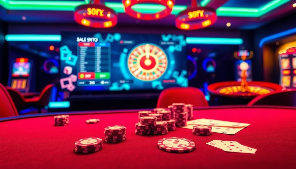 Experience the excitement of gambling with top games at https://vsbet3.net/ showcasing poker chips and casino tables.