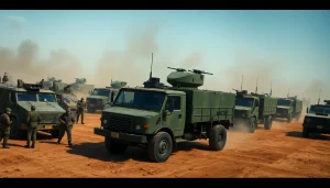 Engaging display of c military vehicles during a dynamic battlefield operation.