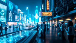 Technologie in einer modernen Stadtlandschaft mit fortschrittlichen Geräten und Netzwerken.