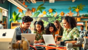 Students collaborating in trade schools in Hawaii classroom environment, showcasing hands-on learning.