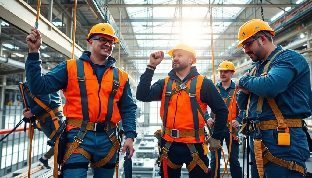 Efficient fall protection and safety equipment used by workers in a secure environment.