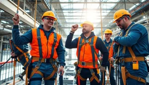 Efficient fall protection and safety equipment used by workers in a secure environment.