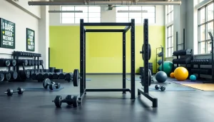 Maximize your fitness journey with instasupertonio.fr's professional weight rack in a modern gym setup.