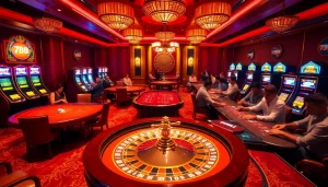 Exciting gaming atmosphere at 789 club with players enjoying poker and vibrant roulette wheel.